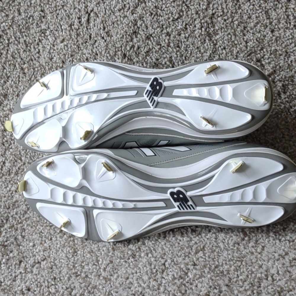 New Balance Gray/White Baseball Metal Cleat L4040GW3 Mens 16 EUC - Picture 6 of 6